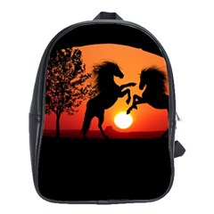 Sunset Horses Shadow School Bag (large)