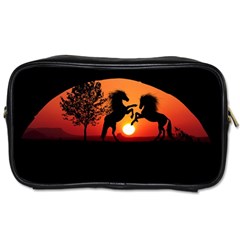 Sunset Horses Shadow Toiletries Bag (one Side)