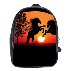 Sunset Horses Shadow School Bag (xl) by Bajindul