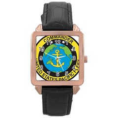 Seal Of Commander Of United States Pacific Fleet Rose Gold Leather Watch  by abbeyz71