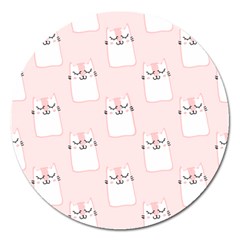 Pattern Pink Cute Sweet Fur Cats Magnet 5  (round)
