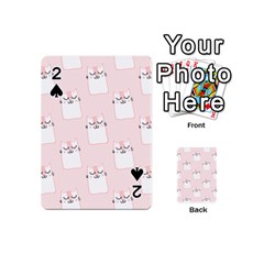 Pattern Pink Cute Sweet Fur Cats Playing Cards 54 Designs (mini) by Pakrebo