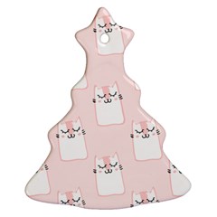 Pattern Pink Cute Sweet Fur Cats Christmas Tree Ornament (two Sides) by Pakrebo