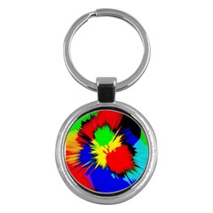 Color Halftone Grid Raster Image Key Chain (round) by Pakrebo