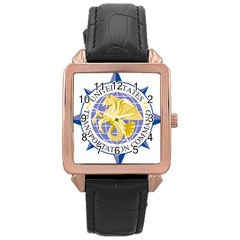 Emblem of United States Transportation Command Rose Gold Leather Watch 