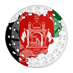 Afghanistan Flag Map Round Filigree Ornament (two Sides)
