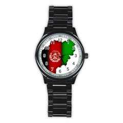 Afganistan Flag Map Stainless Steel Round Watch by abbeyz71