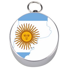 Flag Map Of Argentina & Islas Malvinas Silver Compasses by abbeyz71