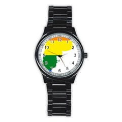 Lgbt Flag Map Of Argentina Stainless Steel Round Watch by abbeyz71