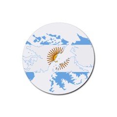 Flag map of Islas Malvinas Rubber Coaster (Round) 