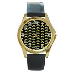 Pride Rainbow Flag Pattern Round Gold Metal Watch by Valentinaart