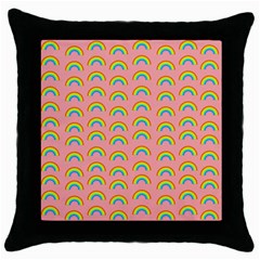 Pride Rainbow Flag Pattern Throw Pillow Case (black) by Valentinaart