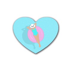 Lady In The Pool Heart Coaster (4 Pack)  by Valentinaart