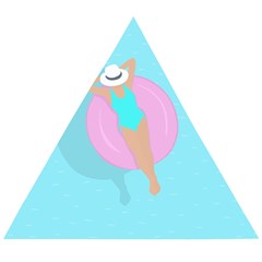 Lady In The Pool Wooden Puzzle Triangle by Valentinaart