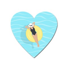 Lady In The Pool Heart Magnet by Valentinaart