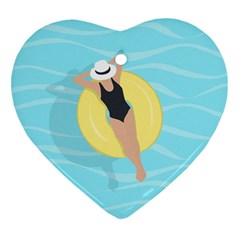 Lady In The Pool Heart Ornament (two Sides) by Valentinaart