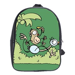 Ostrich Jungle Monkey Plants School Bag (large)