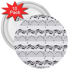 Notes Lines Music 3  Buttons (10 Pack) 
