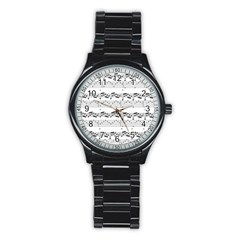 Notes Lines Music Stainless Steel Round Watch