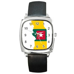 Togo Flag Map Geography Outline Square Metal Watch by Sapixe