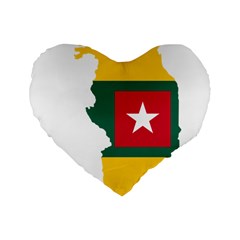 Togo Flag Map Geography Outline Standard 16  Premium Heart Shape Cushions by Sapixe