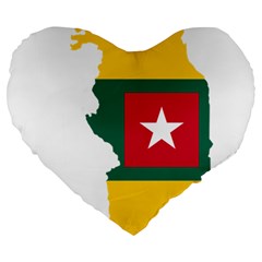 Togo Flag Map Geography Outline Large 19  Premium Heart Shape Cushions by Sapixe