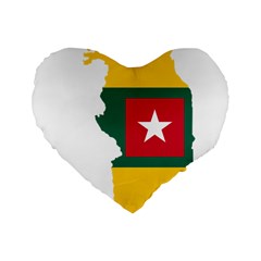 Togo Flag Map Geography Outline Standard 16  Premium Flano Heart Shape Cushions by Sapixe