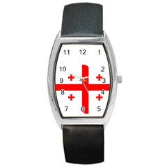 Borders Country Flag Geography Map Barrel Style Metal Watch by Sapixe