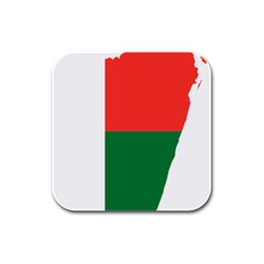 Madagascar Flag Map Geography Rubber Square Coaster (4 Pack) 