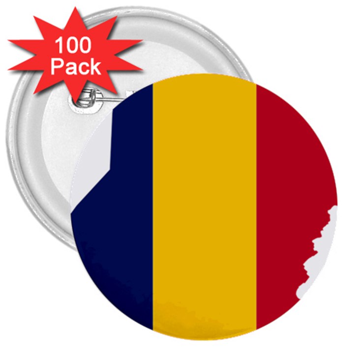 Chad Flag Map Geography Outline 3  Buttons (100 pack) 