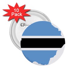 Botswana Flag Map Geography 2 25  Buttons (10 Pack) 