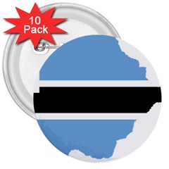 Botswana Flag Map Geography 3  Buttons (10 Pack) 