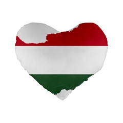 Hungary Country Europe Flag Standard 16  Premium Flano Heart Shape Cushions by Sapixe