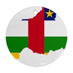 Central African Republic Flag Map Round Ornament (Two Sides) Back