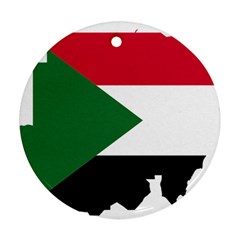 Sudan Flag Map Geography Outline Round Ornament (two Sides) by Sapixe