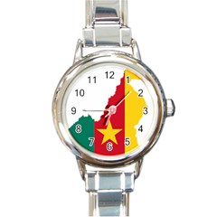 Cameroon Flag Map Geography Round Italian Charm Watch