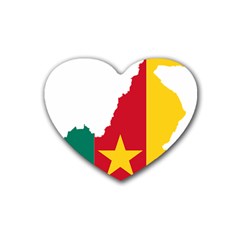 Cameroon Flag Map Geography Rubber Coaster (heart)  by Sapixe