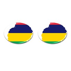 Mauritius Flag Map Geography Cufflinks (oval) by Sapixe