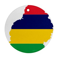 Mauritius Flag Map Geography Round Ornament (two Sides)