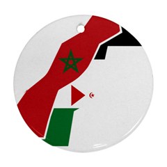 Western Sahara Flag Map Geography Round Ornament (two Sides) by Sapixe