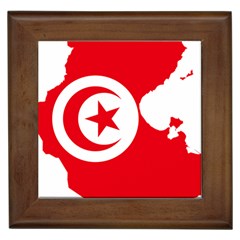 Tunisia Flag Map Geography Outline Framed Tile by Sapixe
