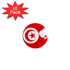 Tunisia Flag Map Geography Outline 1  Mini Magnet (10 pack) 