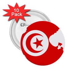 Tunisia Flag Map Geography Outline 2.25  Buttons (10 pack) 