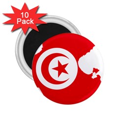 Tunisia Flag Map Geography Outline 2 25  Magnets (10 Pack)  by Sapixe