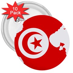 Tunisia Flag Map Geography Outline 3  Buttons (10 pack) 