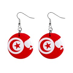 Tunisia Flag Map Geography Outline Mini Button Earrings