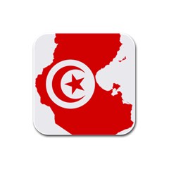 Tunisia Flag Map Geography Outline Rubber Square Coaster (4 pack) 