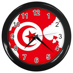 Tunisia Flag Map Geography Outline Wall Clock (Black)