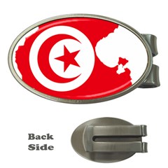 Tunisia Flag Map Geography Outline Money Clips (Oval) 