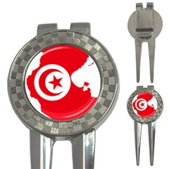 Tunisia Flag Map Geography Outline 3-in-1 Golf Divots